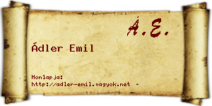 Ádler Emil névjegykártya